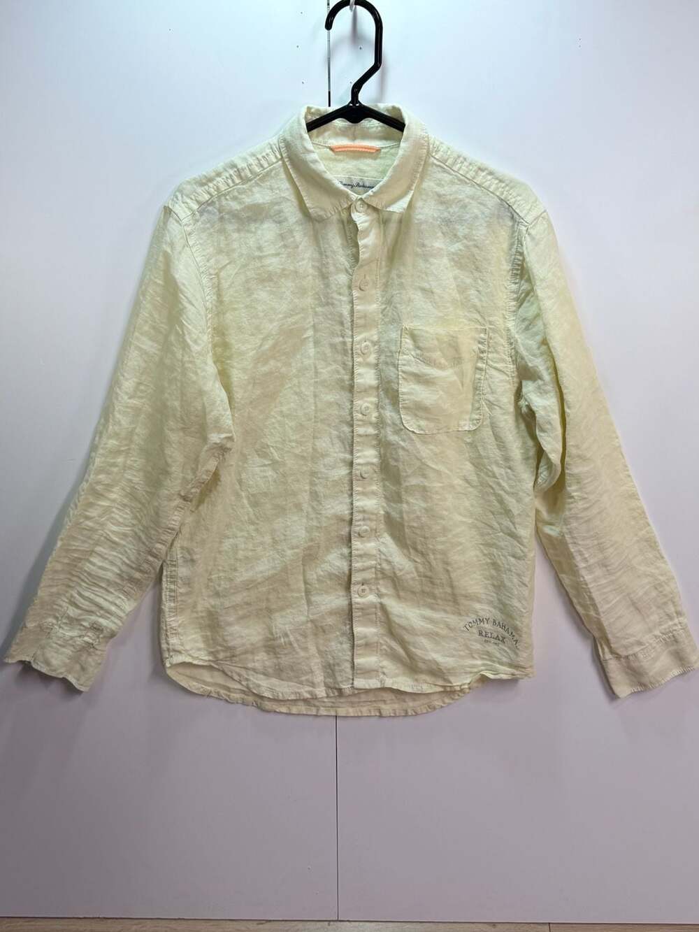 Tommy Bahama Relax Linen Shirt Size S Yellow Long Sleeve